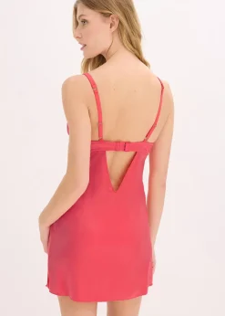 bonprix Babydoll en matière brillante avec broderie florale métallisée|Femme Guêpières & Déshabillés|Dessous