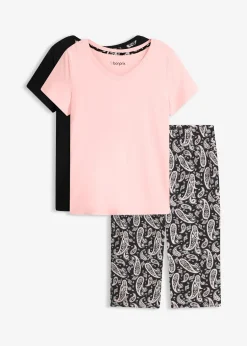 bonprix Bas et 2 hauts de pyjama 100% coton (ens. 3 pces)|Femme Lingerie Nuit