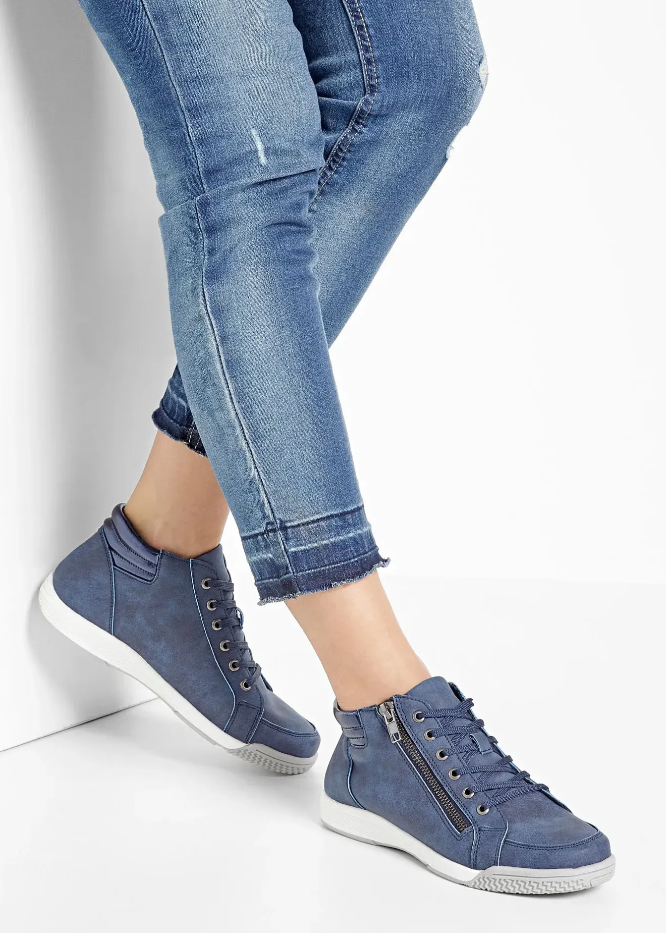 bonprix Baskets montantes zippées|Femme Sneakers|Chaussures D'Hiver Fourrées