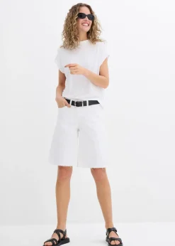 Femme bonprix Shorts|Pantalons|Bermuda à finition effilochée