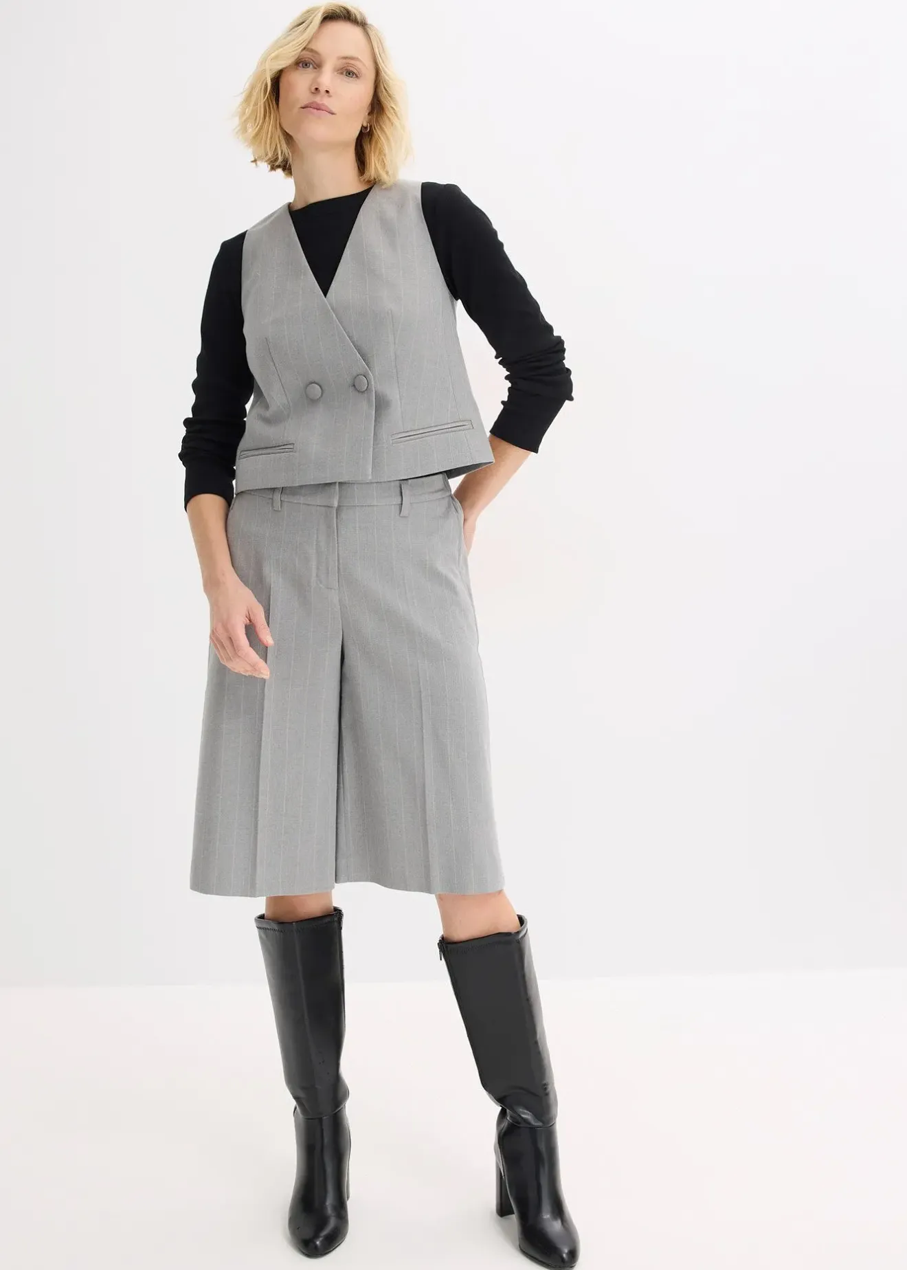 Femme bonprix Shorts|Pantalons|Bermuda à rayures tennis et pinces