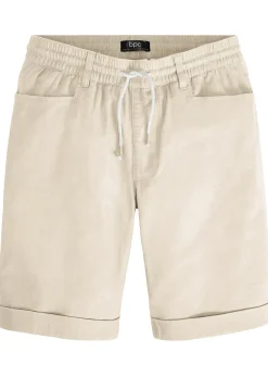 Homme bonprix Shorts|Pantalons|Bermuda à taille élastiquée en lin mélangé, Regular