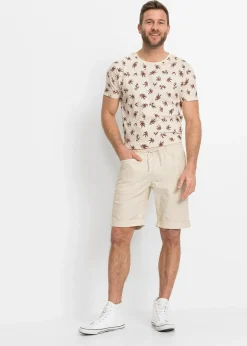Homme bonprix Shorts|Pantalons|Bermuda à taille élastiquée en lin mélangé, Regular