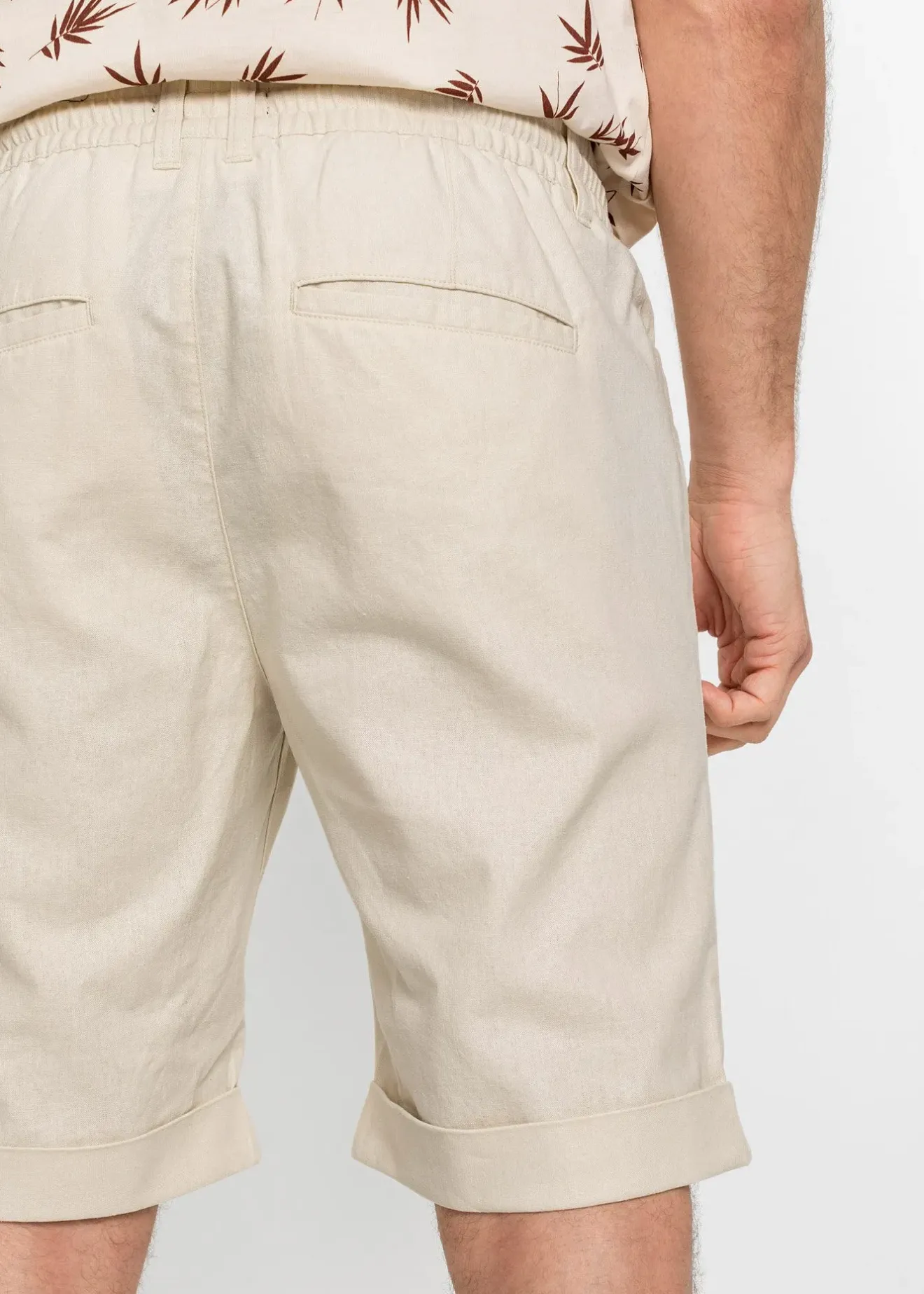 Homme bonprix Shorts|Pantalons|Bermuda à taille élastiquée en lin mélangé, Regular