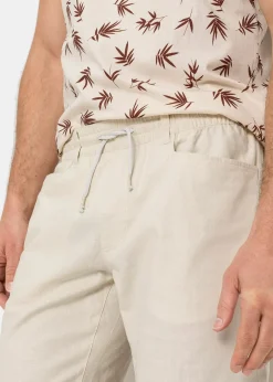 Homme bonprix Shorts|Pantalons|Bermuda à taille élastiquée en lin mélangé, Regular