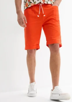 bonprix Bermuda à taille élastiquée en lin mélangé, Regular|Homme Shorts|Pantalons