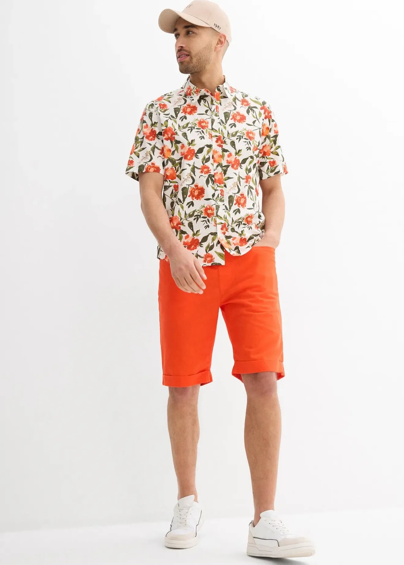 bonprix Bermuda à taille élastiquée en lin mélangé, Regular|Homme Shorts|Pantalons