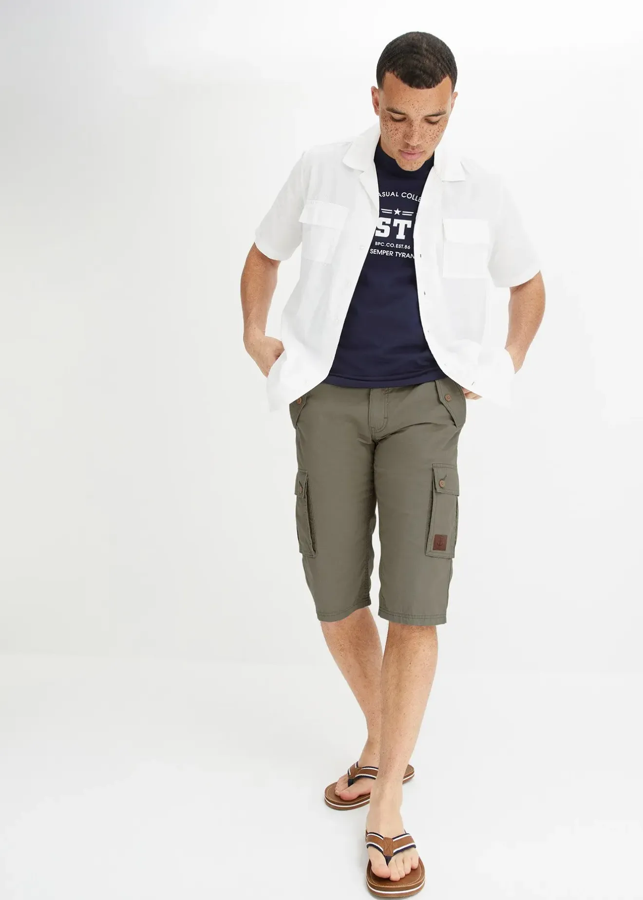 bonprix Bermuda cargo 100% coton, Regular|Homme Shorts|Pantalons