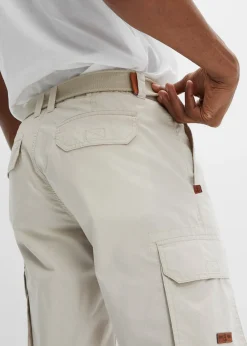 Homme bonprix Shorts|Pantalons|Bermuda cargo avec ceinture et taille élastiquée, Regular