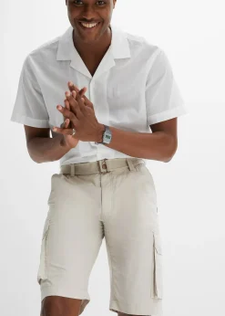Homme bonprix Shorts|Pantalons|Bermuda cargo avec ceinture et taille élastiquée, Regular