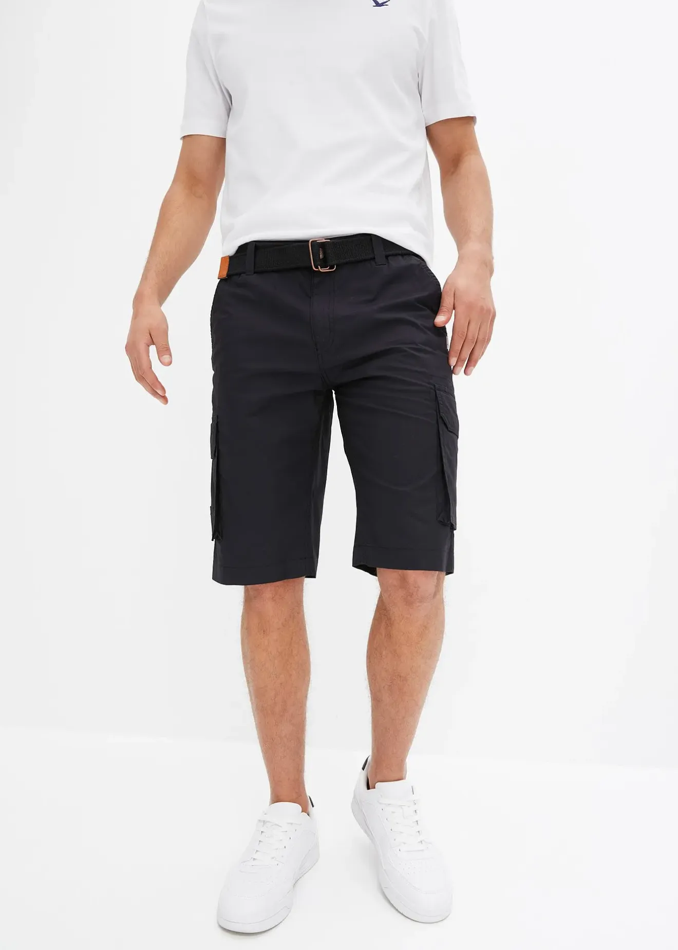 bonprix Bermuda cargo avec ceinture et taille élastiquée, Regular|Homme Shorts|Pantalons
