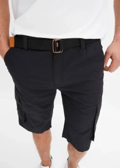 bonprix Bermuda cargo avec ceinture et taille élastiquée, Regular|Homme Shorts|Pantalons