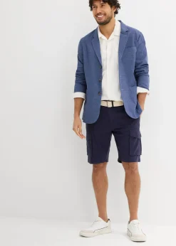 Homme bonprix Shorts|Pantalons|Bermuda cargo avec lin et ceinture, Regular