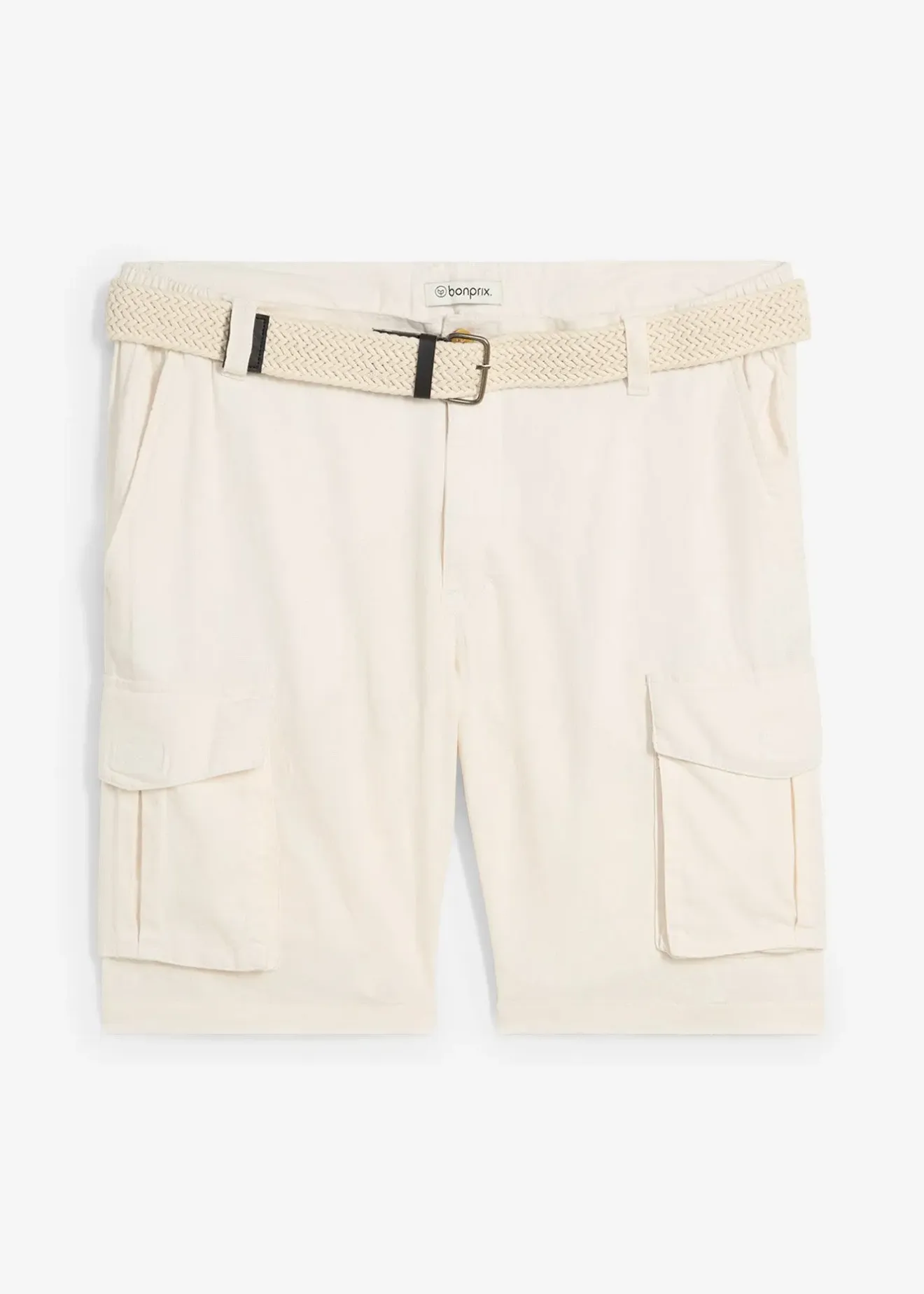 bonprix Bermuda cargo avec lin et ceinture, Regular|Homme Shorts|Pantalons
