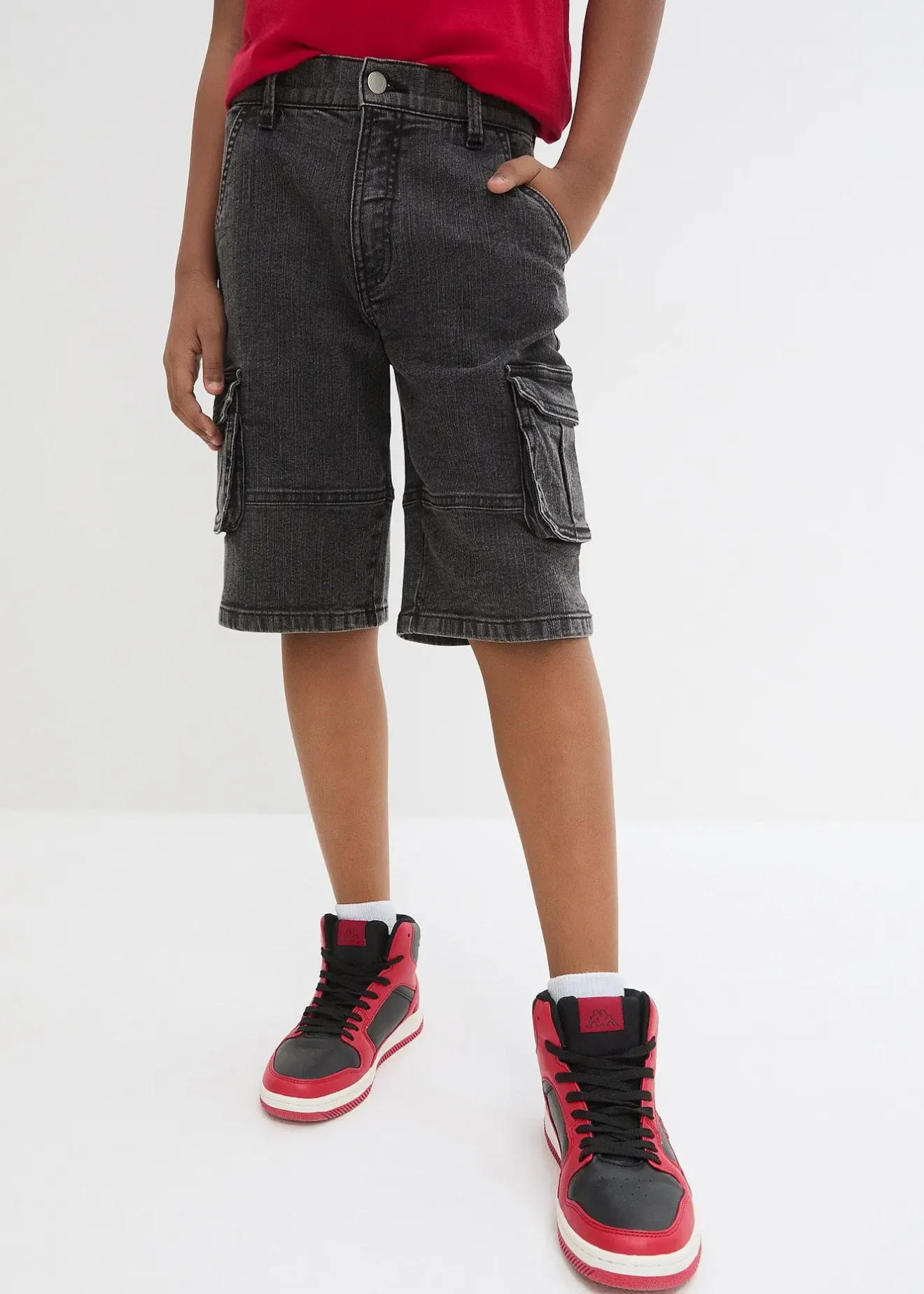 Enfant bonprix Vêtements Enfant|Garçons 9-16 Ans·Shorts|Bermuda cargo en jean à taille élastiquée, loose