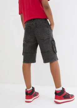 Enfant bonprix Vêtements Enfant|Garçons 9-16 Ans·Shorts|Bermuda cargo en jean à taille élastiquée, loose
