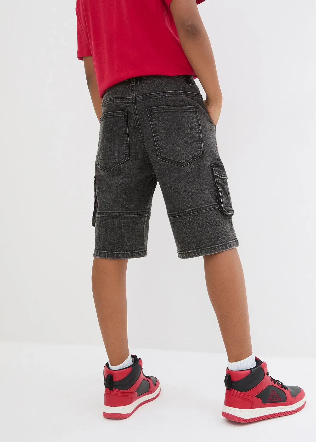 Enfant bonprix Vêtements Enfant|Garçons 9-16 Ans·Shorts|Bermuda cargo en jean à taille élastiquée, loose