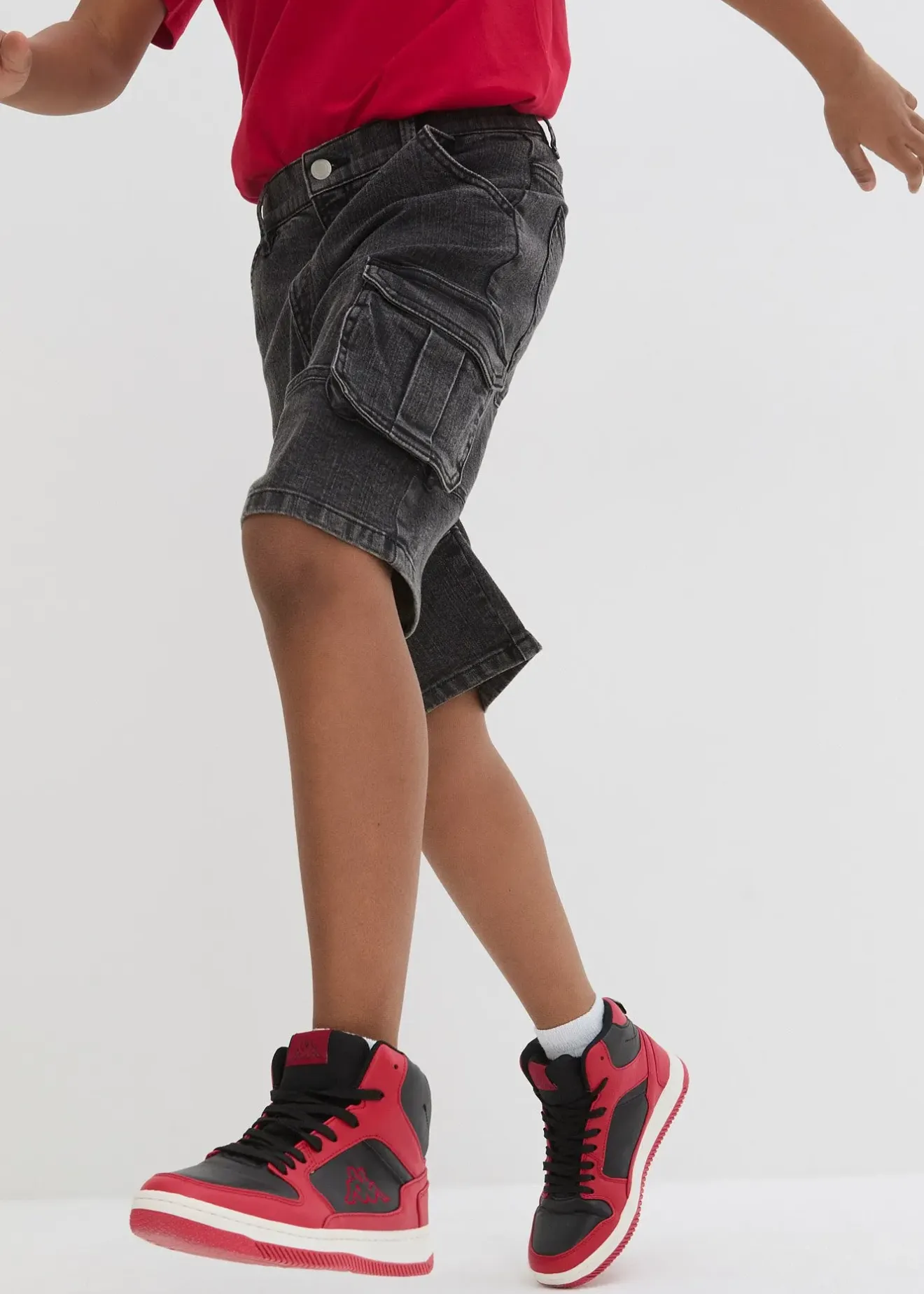 Enfant bonprix Vêtements Enfant|Garçons 9-16 Ans·Shorts|Bermuda cargo en jean à taille élastiquée, loose