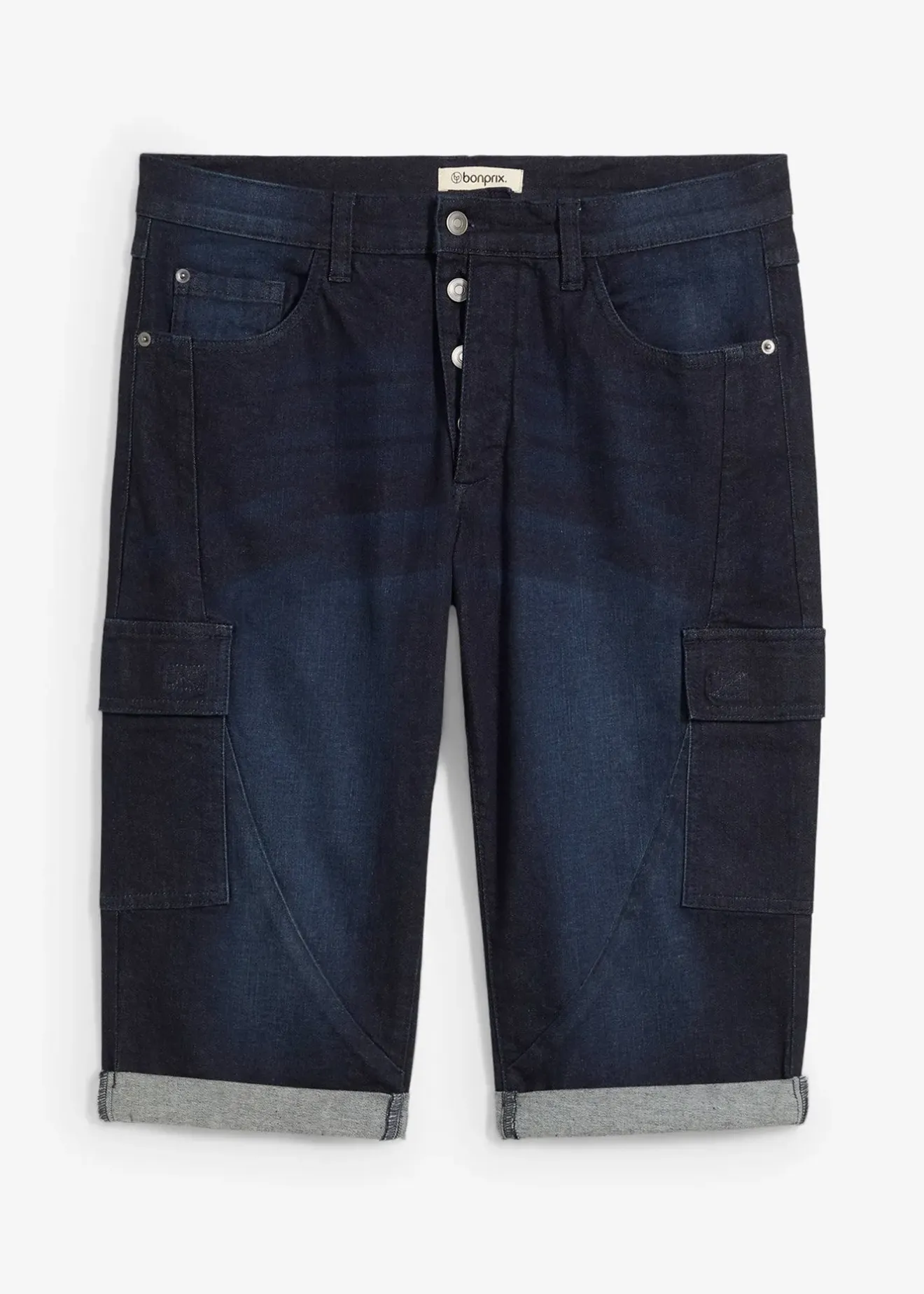 Homme bonprix Shorts|Jeans|Bermuda cargo en jean extensible, regular