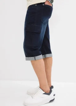 Homme bonprix Shorts|Jeans|Bermuda cargo en jean extensible, regular
