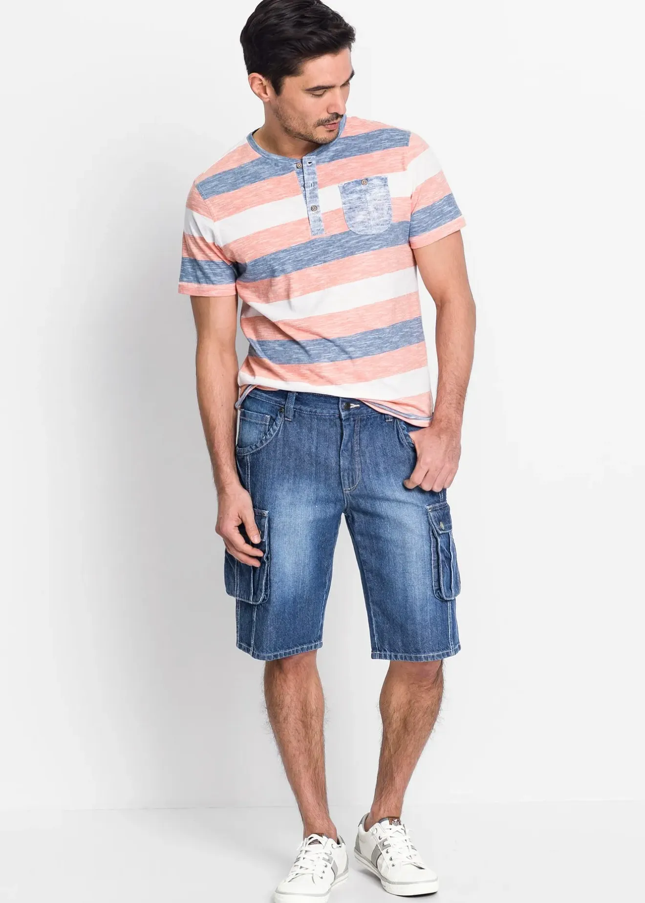 Homme bonprix Shorts|Jeans|Bermuda cargo en jean, regular