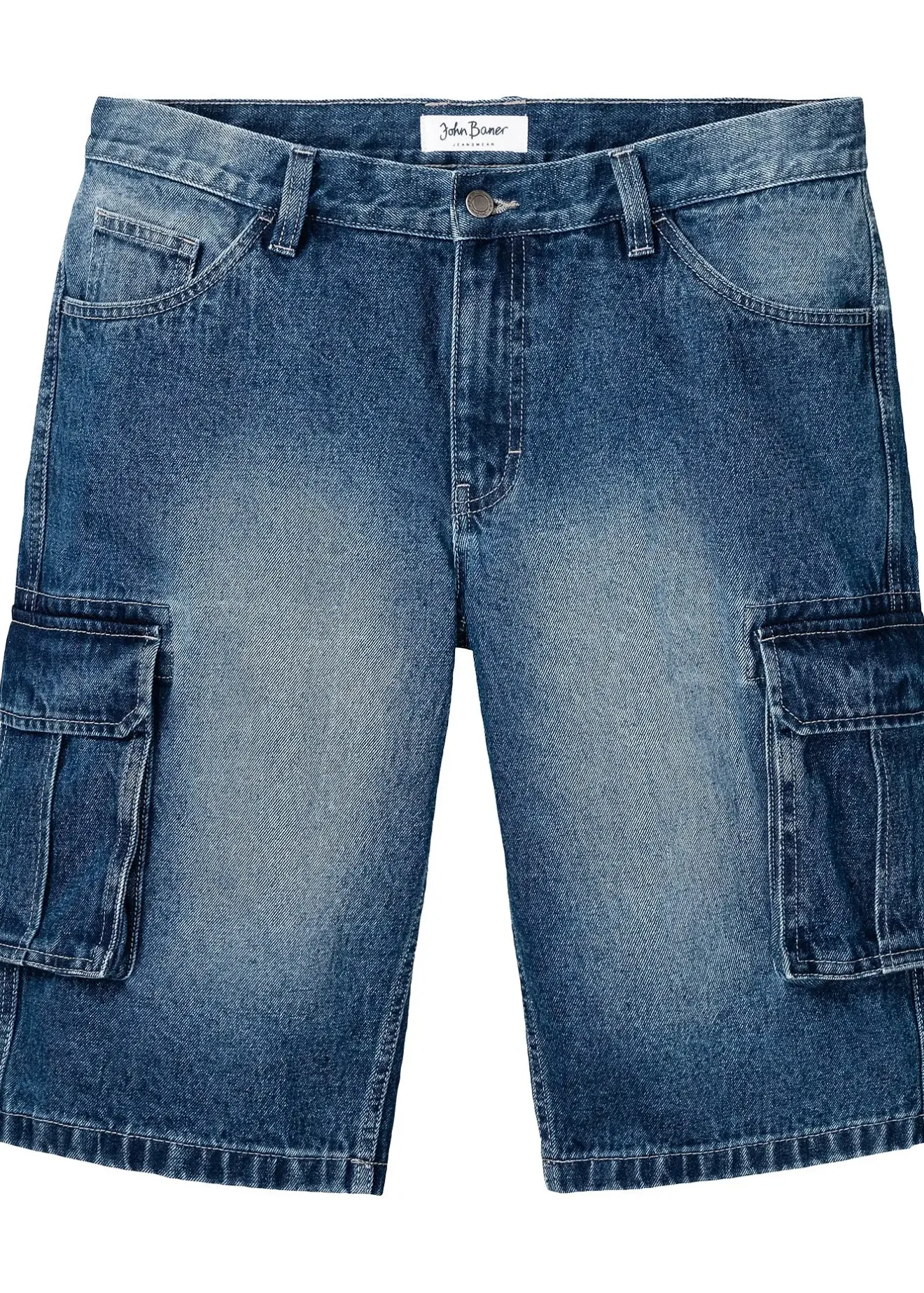 Homme bonprix Shorts|Jeans|Bermuda cargo long en jean, loose
