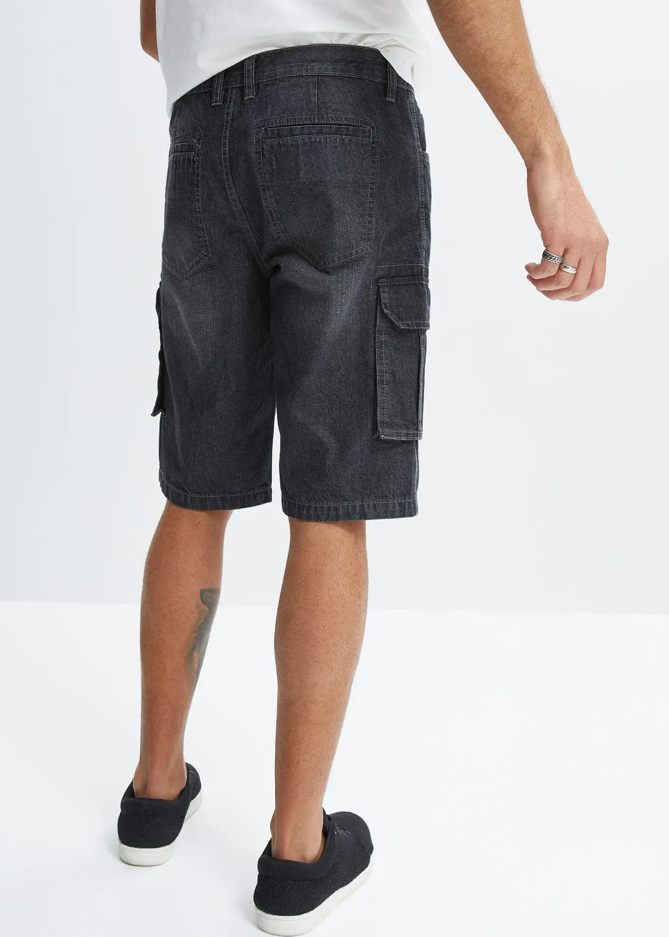 bonprix Bermuda cargo long en jean, loose|Homme Shorts|Jeans