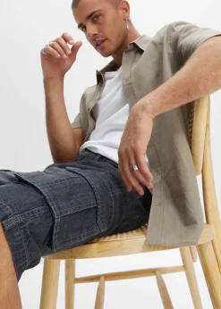 bonprix Bermuda cargo long en jean, loose|Homme Shorts|Jeans