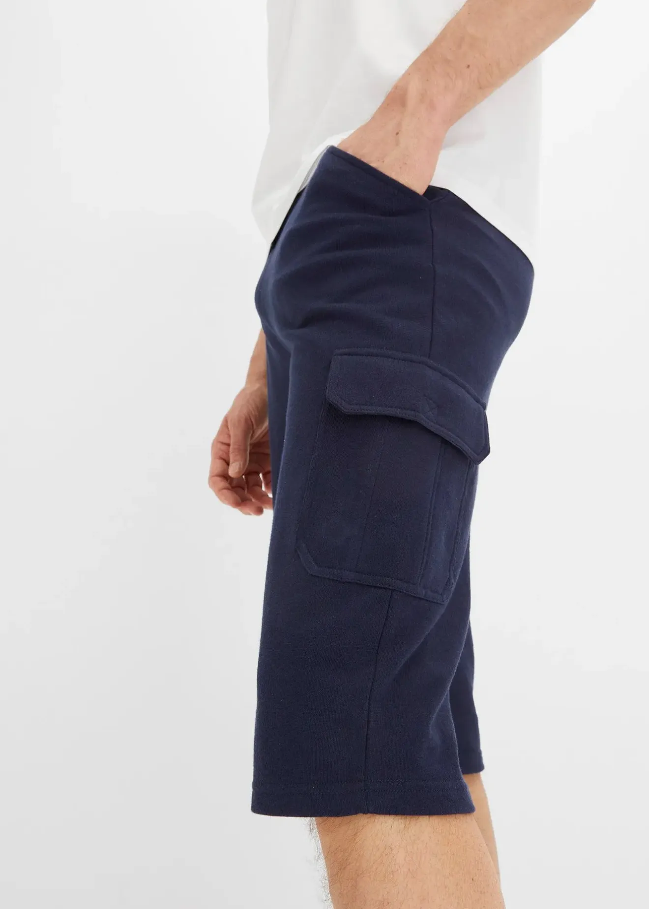 Homme bonprix Shorts|Vêtements De Sport|Bermuda cargo long en sweat 100% coton, regular