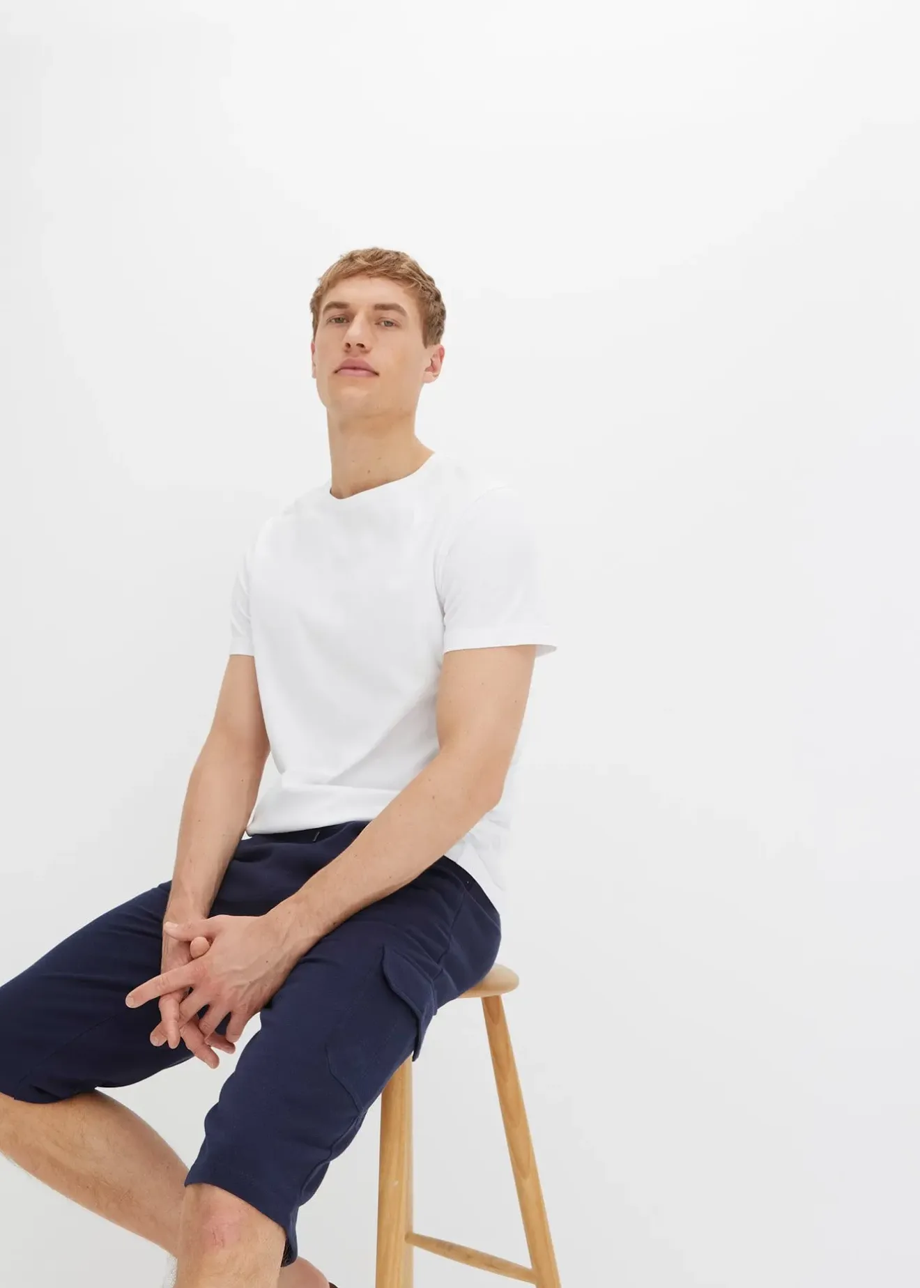 Homme bonprix Shorts|Vêtements De Sport|Bermuda cargo long en sweat 100% coton, regular