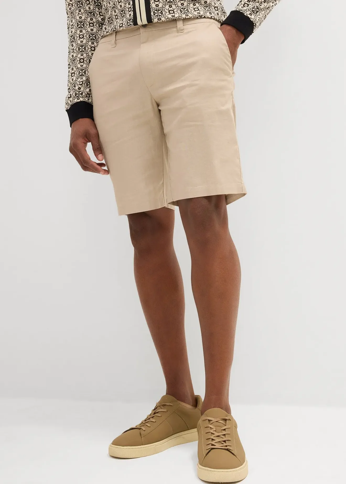 Homme bonprix Shorts|Pantalons|Bermuda chino en lin mélangé, Regular