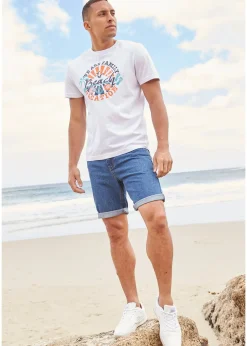 bonprix Bermuda classique en jean avec taille élastiquée|Homme Shorts|Jeans