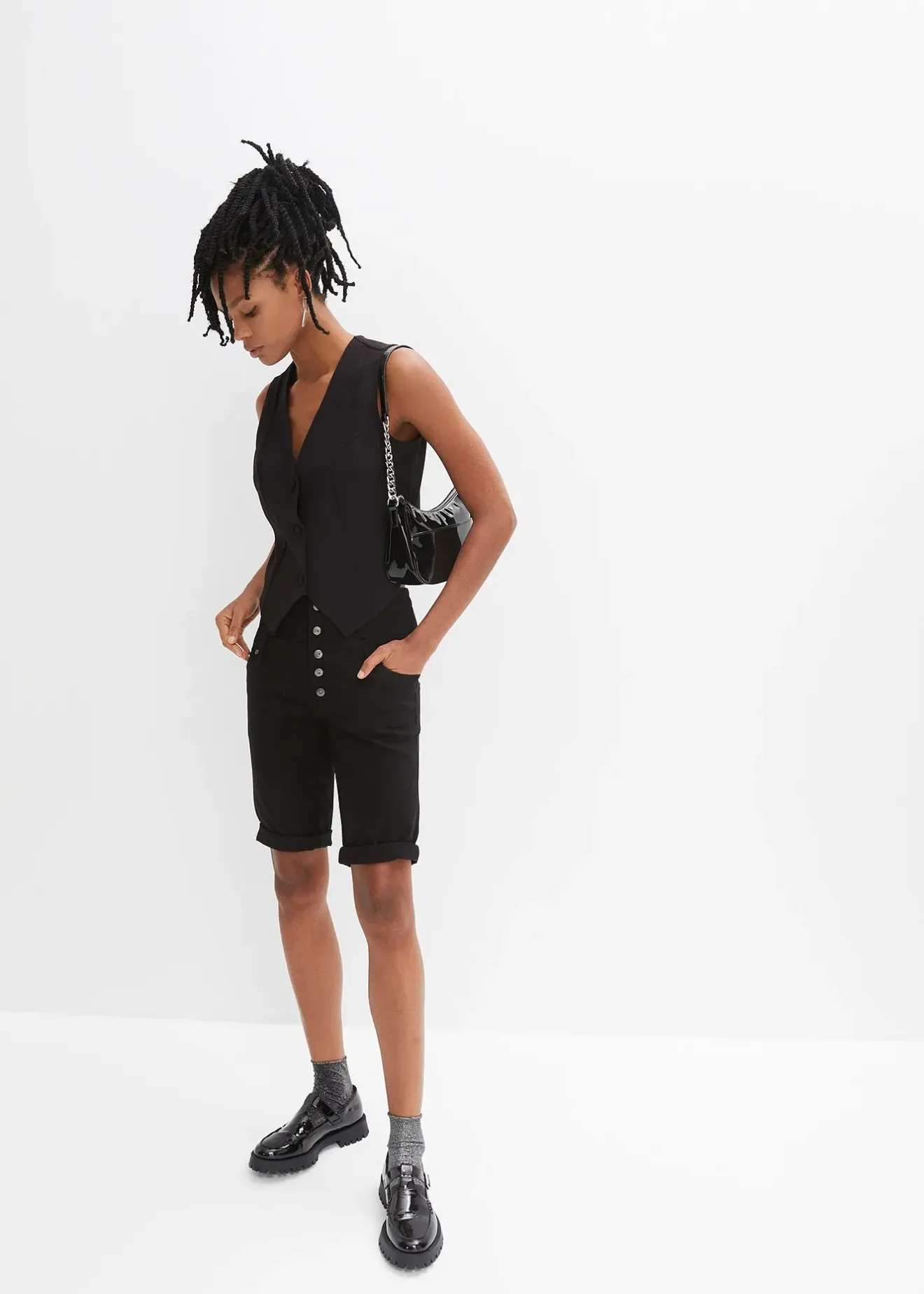 bonprix Bermuda en coton extensible|Femme Shorts|Pantalons