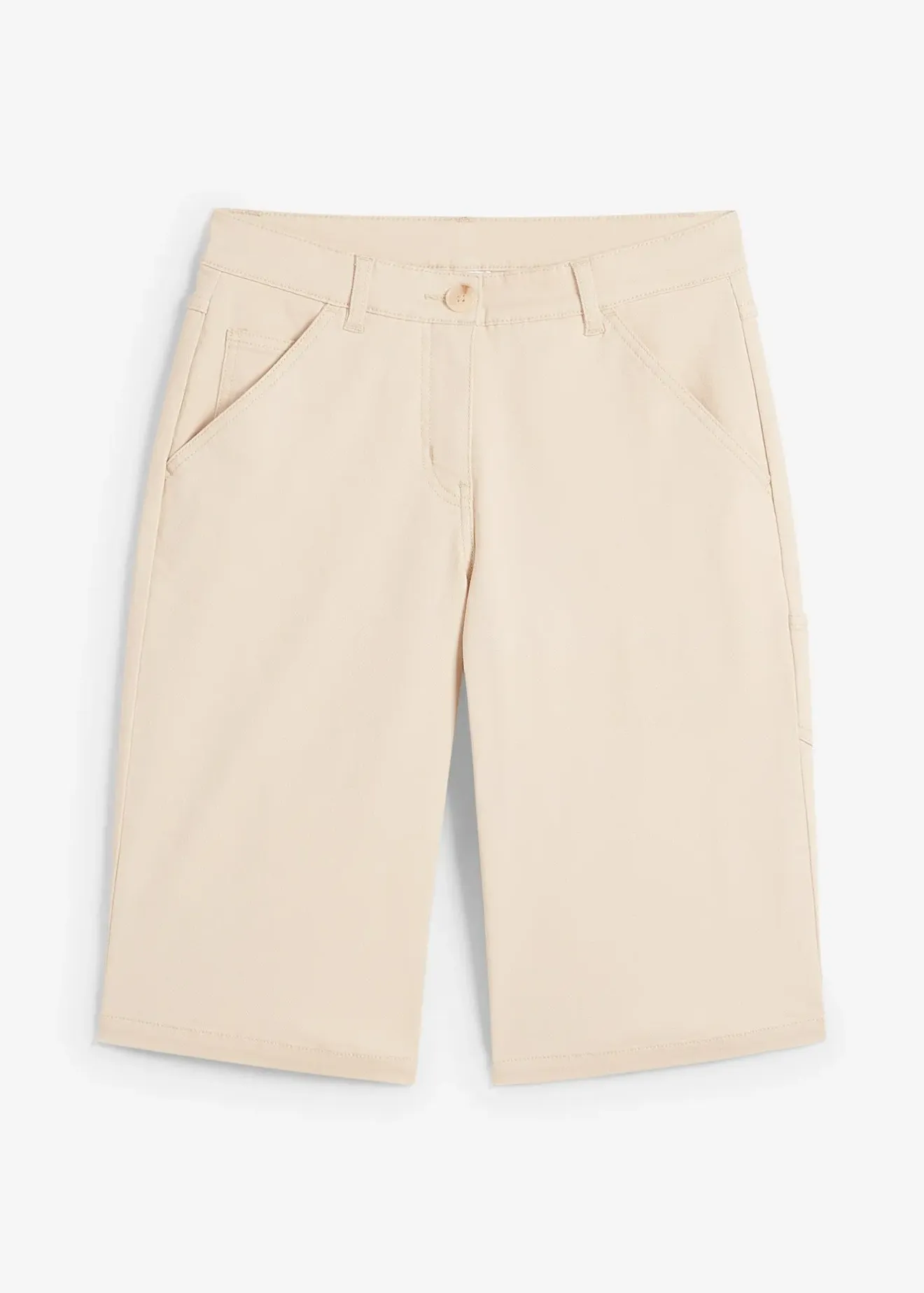 Femme bonprix Shorts|Pantalons|Bermuda en coton, longueur genou, détails utilitaires