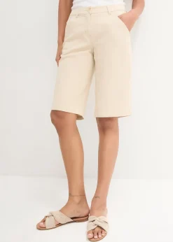 Femme bonprix Shorts|Pantalons|Bermuda en coton, longueur genou, détails utilitaires