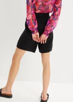 Femme bonprix Shorts|Pantalons|Bermuda en gaze de coton avec taille élastiquée