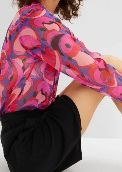 Femme bonprix Shorts|Pantalons|Bermuda en gaze de coton avec taille élastiquée