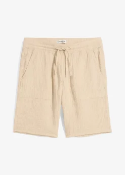 bonprix Bermuda en gaze de coton avec taille élastiquée|Femme Shorts|Pantalons