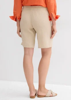 bonprix Bermuda en gaze de coton avec taille élastiquée|Femme Shorts|Pantalons