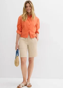 bonprix Bermuda en gaze de coton avec taille élastiquée|Femme Shorts|Pantalons