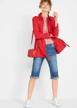 Femme bonprix Shorts|Jeans|Bermuda en jean à revers, taille mi-haute