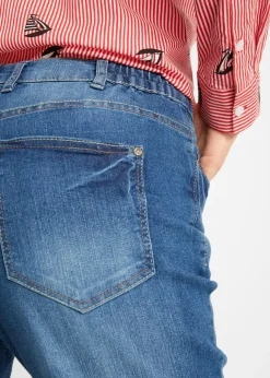 Femme bonprix Shorts|Jeans|Bermuda en jean à revers, taille mi-haute