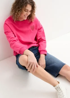 bonprix Bermuda en jean à taille haute et élastiquée|Femme Shorts|Jeans