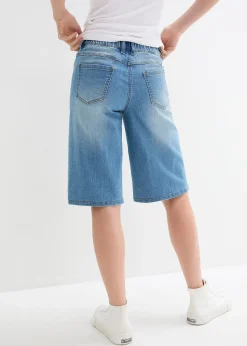 Femme bonprix Shorts|Jeans|Bermuda en jean à taille haute et élastiquée