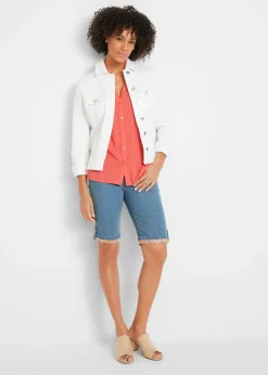 bonprix Bermuda en jean avec revers coloré|Femme Shorts