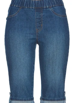 Femme bonprix Shorts|Jeans|Bermuda en jean avec taille entièrement élastiquée