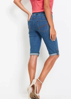 Femme bonprix Shorts|Jeans|Bermuda en jean avec taille entièrement élastiquée
