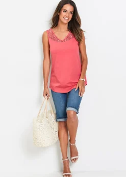 Femme bonprix Shorts|Jeans|Bermuda en jean avec taille entièrement élastiquée