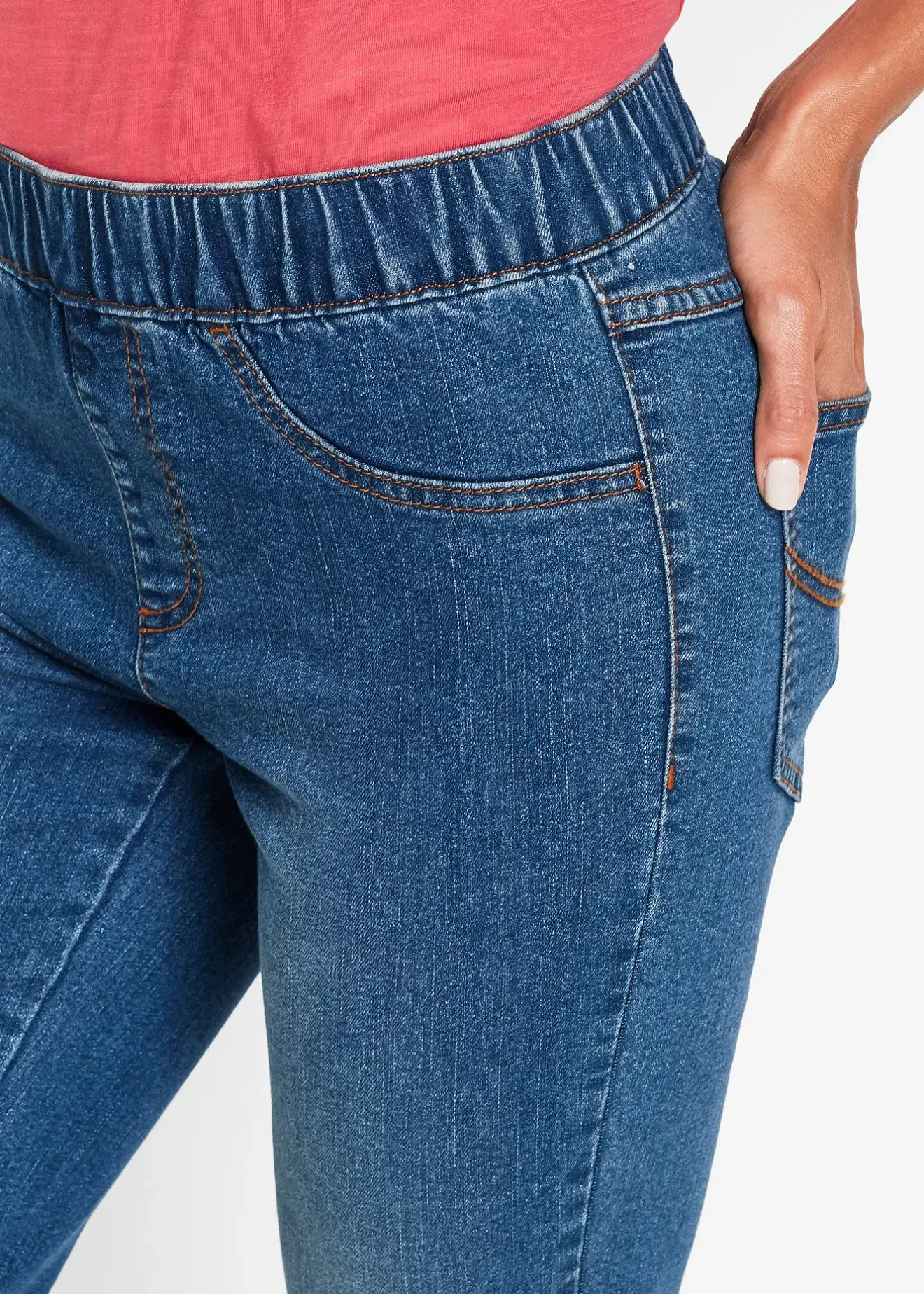 Femme bonprix Shorts|Jeans|Bermuda en jean avec taille entièrement élastiquée
