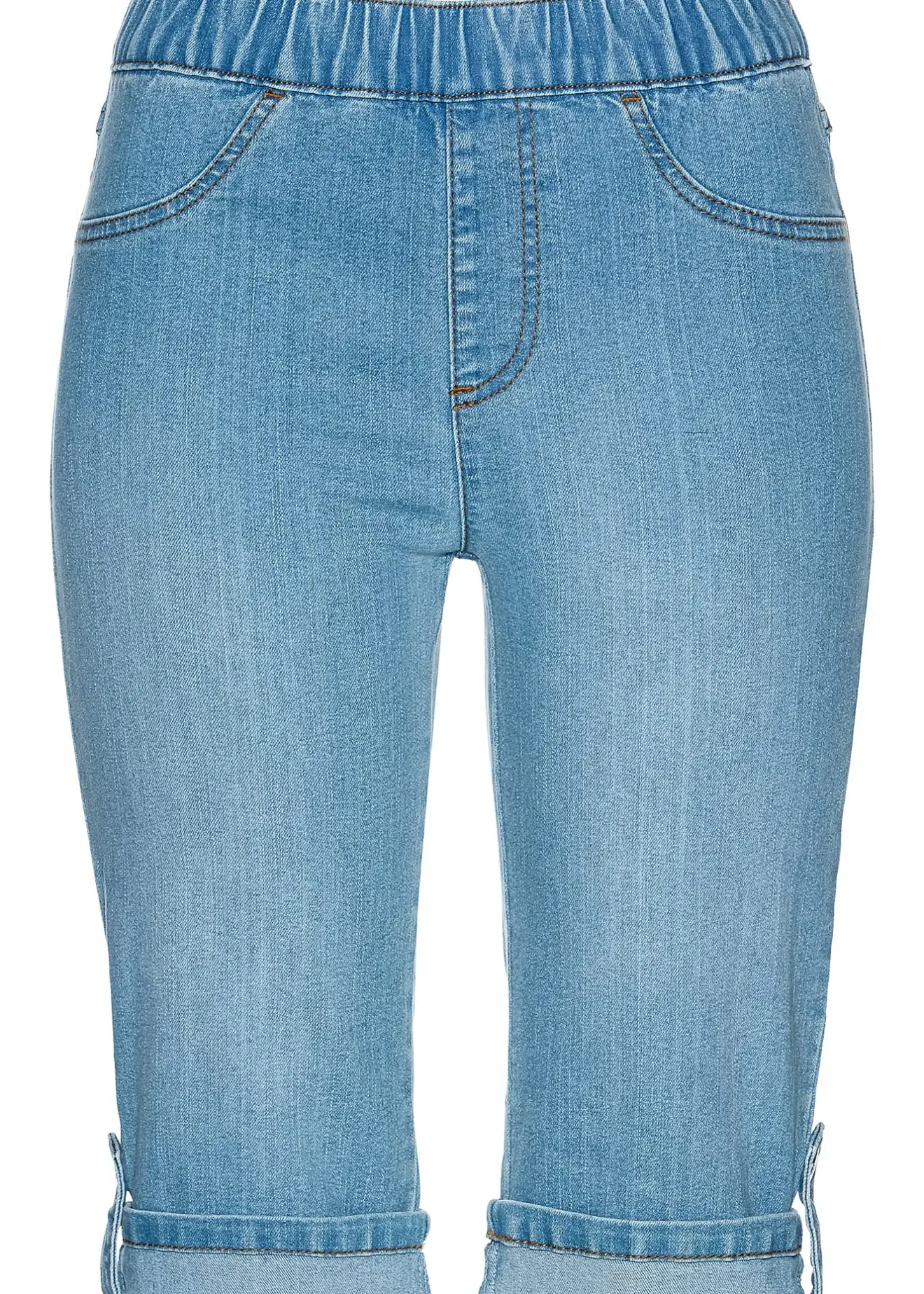 bonprix Bermuda en jean avec taille entièrement élastiquée|Femme Shorts|Jeans